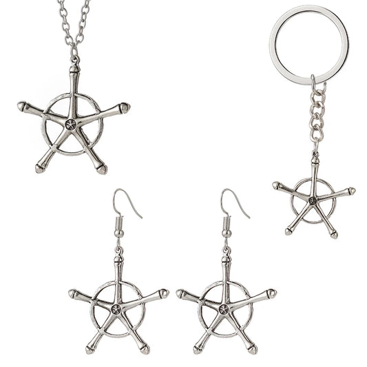 Anime Bleach Necklace, Earrings, Keychain Pendant. Ginrei Gojiaku Amulet.