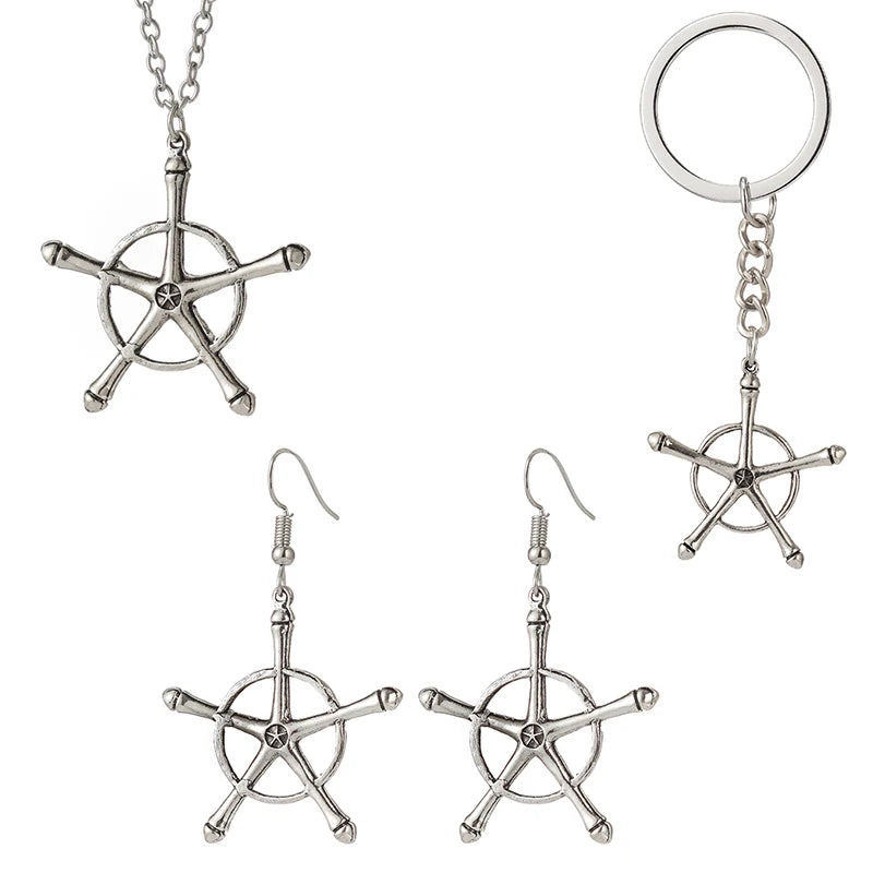 Anime Bleach Necklace, Earrings, Keychain Pendant. Ginrei Gojiaku Amulet.